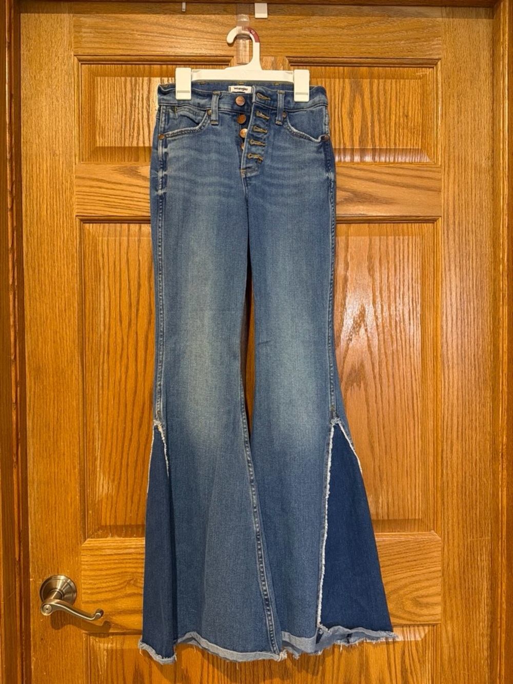 Wrangler Two-Tone High-Rise Flared Jeans